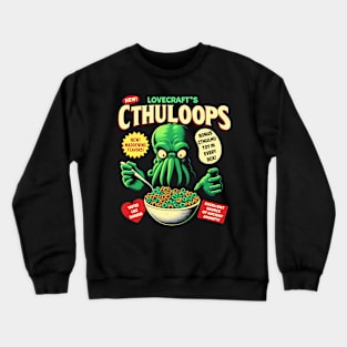 Cthuloops Cereal Parody for Horror Fans - Funny Cthulhu Crewneck Sweatshirt